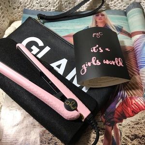 Brand new PYT ceramic mini iron, cover & glam bag